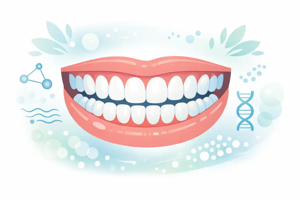 Illustration showing dental wellness through oral microbiome balance and healthy gums